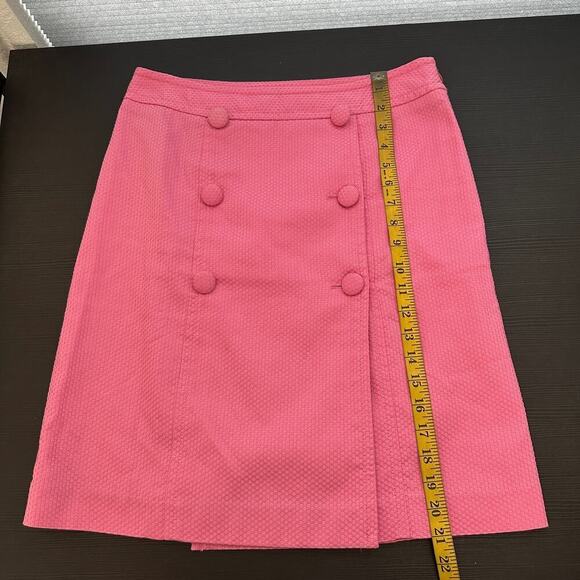 Talbots Pink Cotton Woven Button Front Side Zip Casual A-Line Skirt Size 6P FLAW - Picture 11 of 12